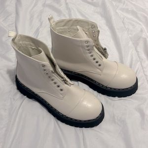 White Faux Leather Boots size 10 women’s